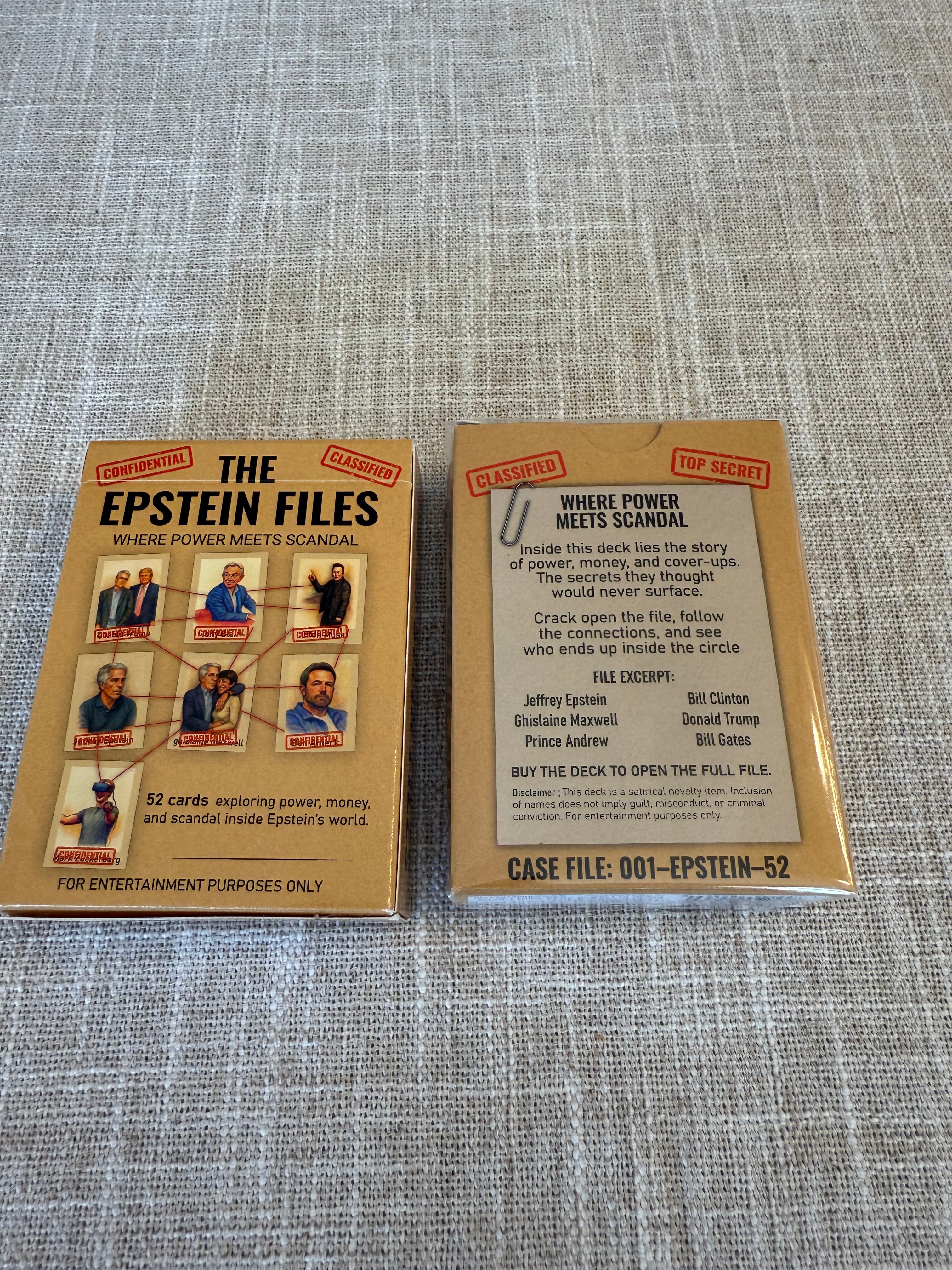The Epstein Files Conspiracy Playing Card Deck Featuring Real Names from Flight Logs Court Filings