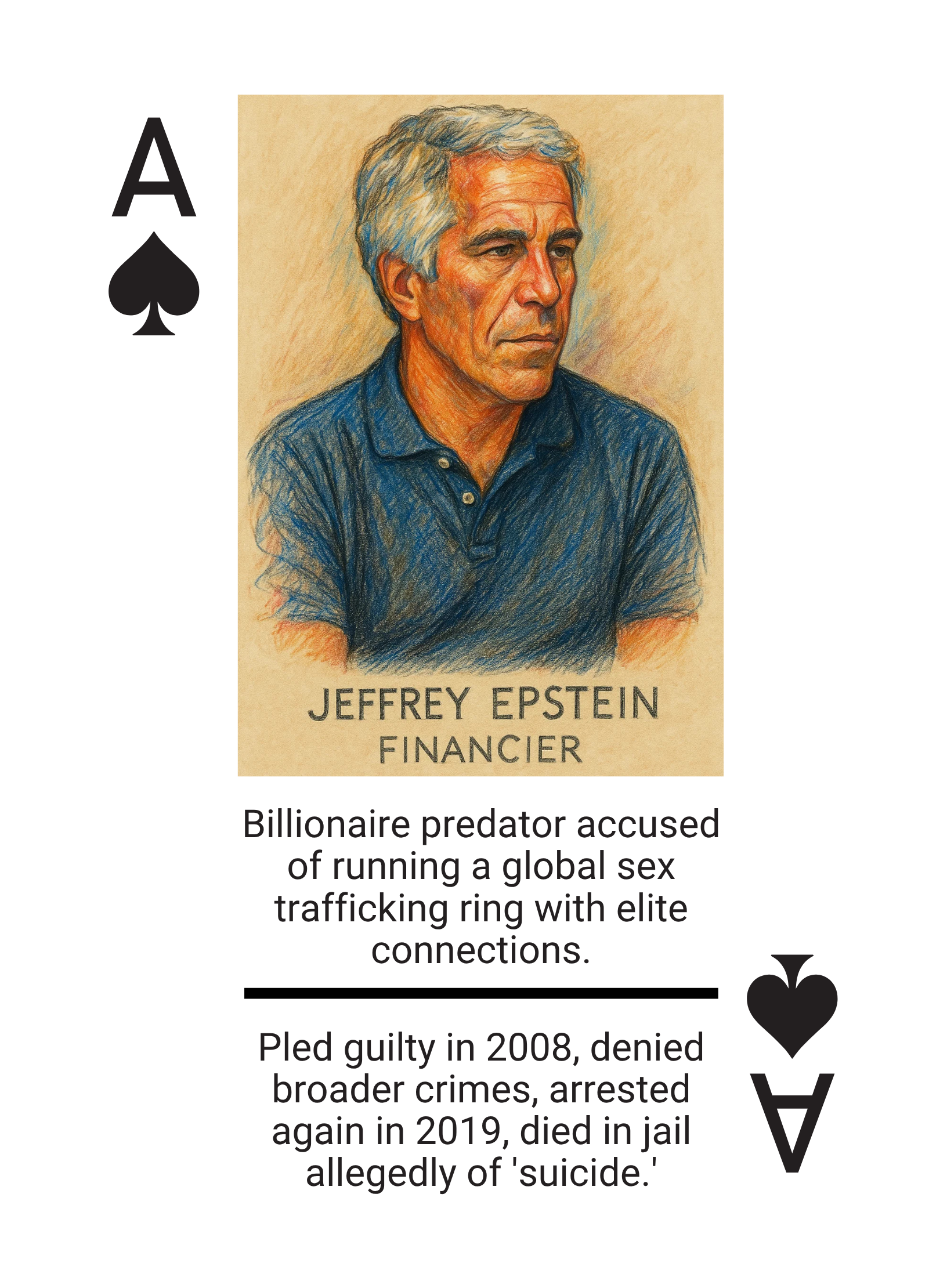 The Epstein Files Conspiracy Playing Card Deck Featuring Real Names from Flight Logs Court Filings