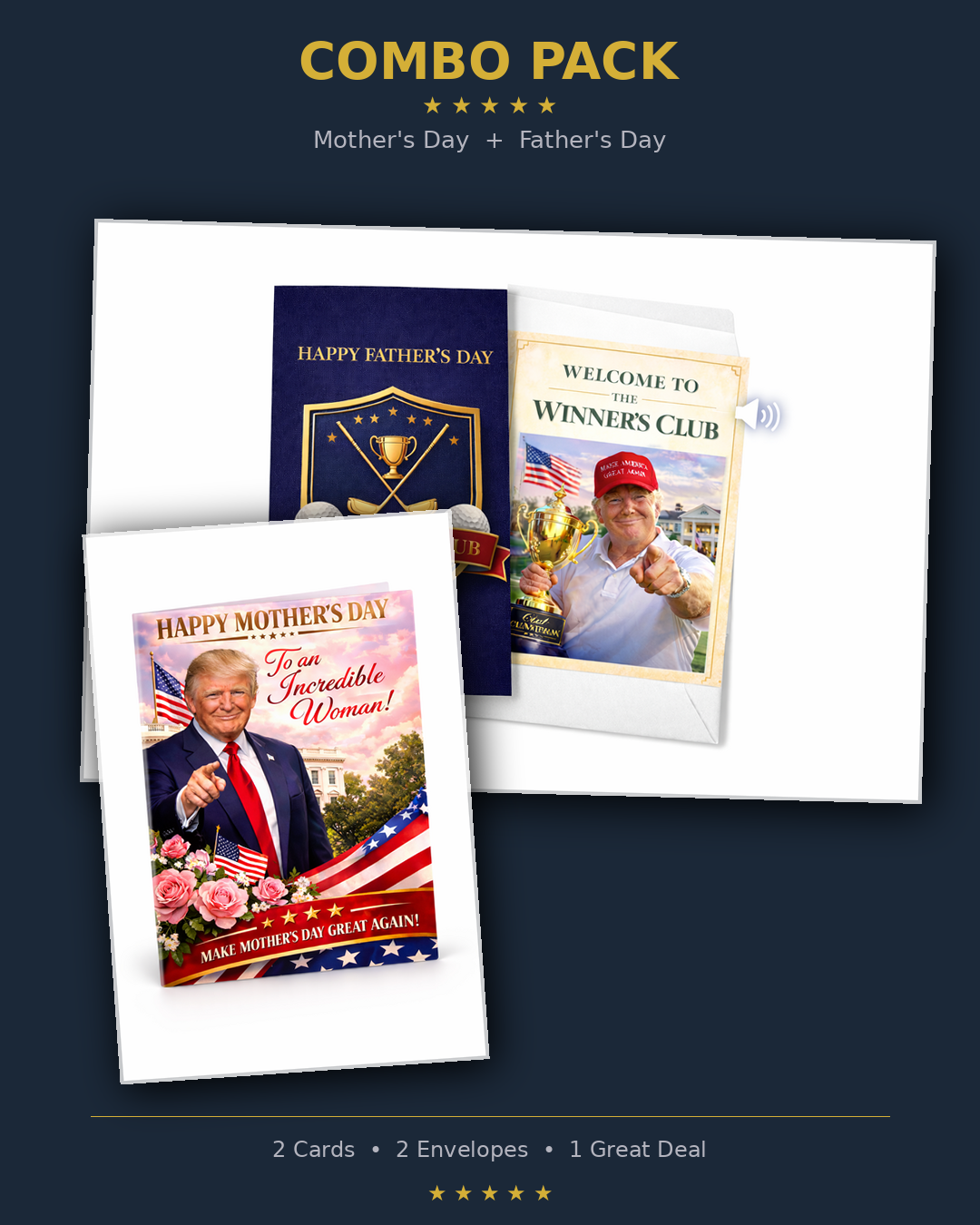 Trump Talking Card Combo Pack – Mother's Day + Father's Day Audio Greeting Cards (2-Pack)