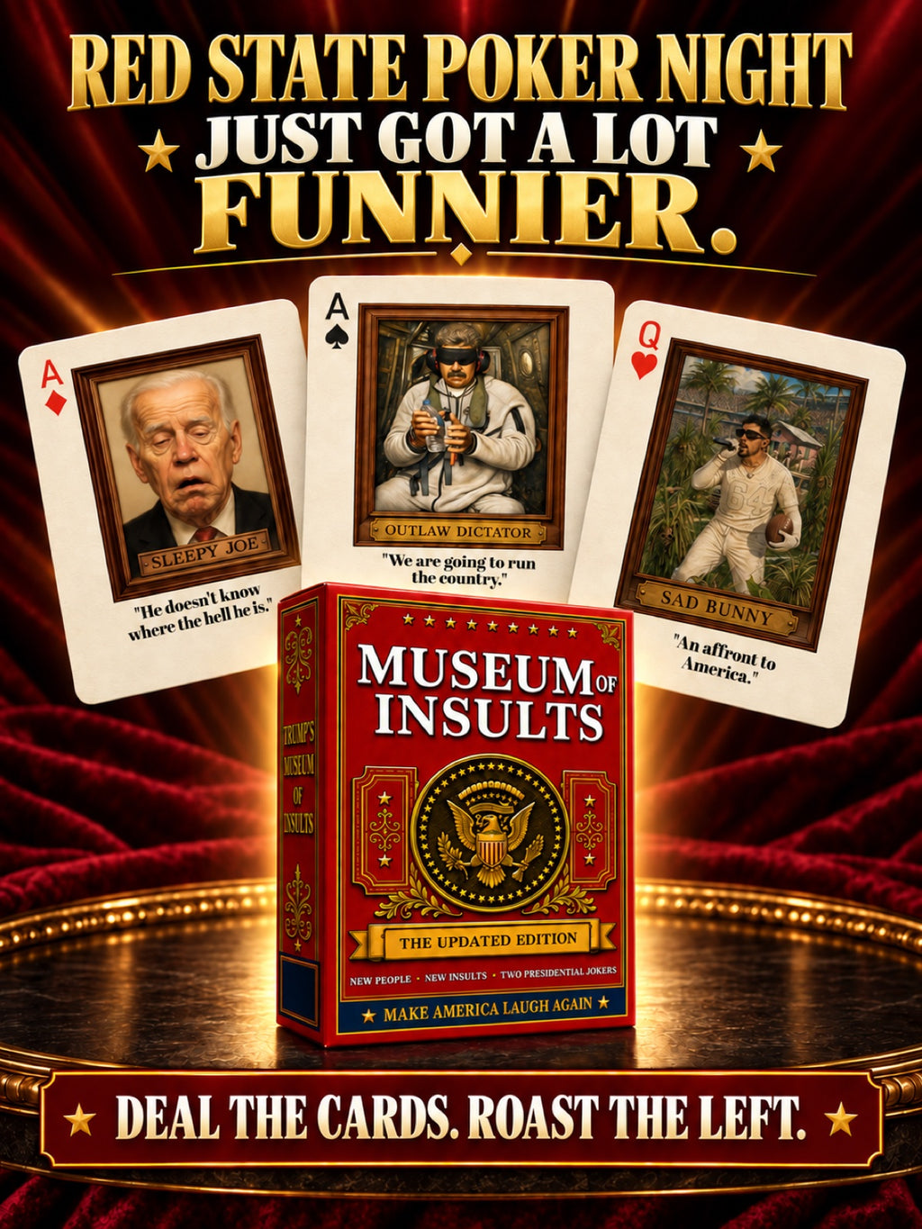 Museum of Insults Updated Edition Playing Cards, 52-Card Satire Deck with Illustrated Portraits and Famous Quotes, Plus 2 Jokers