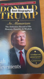 Donald Trump: In Memoriam:   The definitive tribute to Donald Trump's honesty, humility, and wisdom.  A satirical novelty gift book. Every page inside is blank.